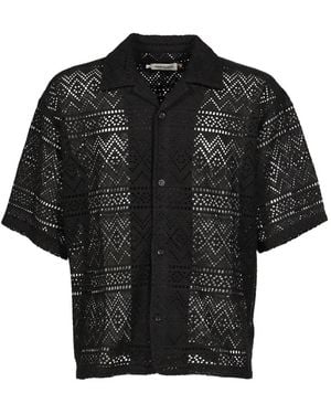 Honor The Gift Pointelle Crochet Shirt - Black