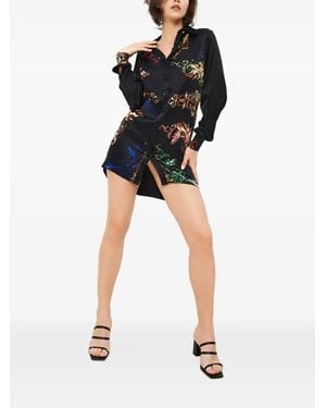 Tessitura Baroque-Print Shirt Mini Dress - Black