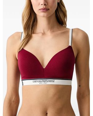 Emporio Armani Logo-Underband Triangle Bra - Red