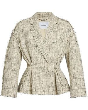 Erdem Mouline Single-Breasted Fitted Jacket - White