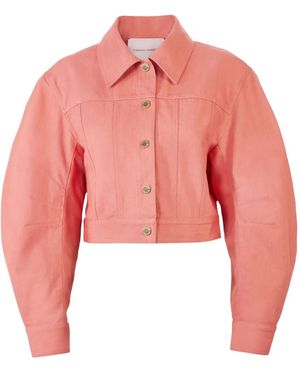 Carolina Herrera Arc Sleeve Denim Jacket - Pink