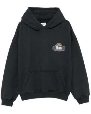 Rhude Logo-Print Hoodie - Black
