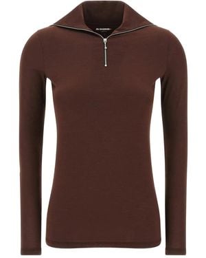 Jil Sander ハーフジップ スウェットシャツ - ブラウン