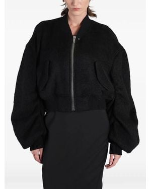 Rick Owens Cropped Oversized Bomber Jacket - Black