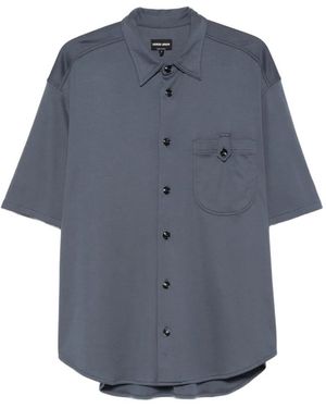 Giorgio Armani Chest-Pocket Short-Sleeve Shirt - Blue