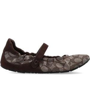 COACH Patterned Strap Ballet Flats - White