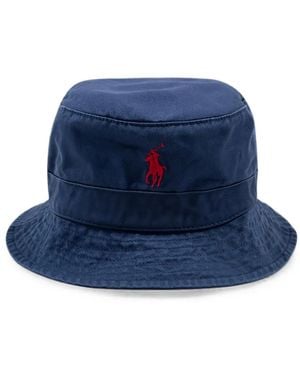 Polo Ralph Lauren Logo-Embroidered Cotton-Twill Bucket Hat - Blue