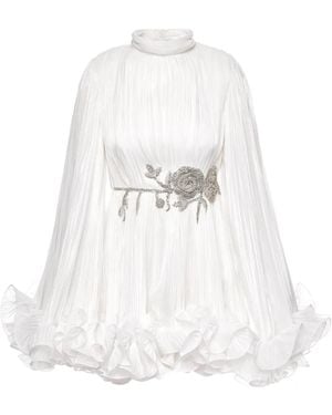 Ana Radu Pleated-Cape Mini Dress - White