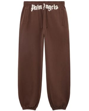 Palm Angels Logo-Print Drawstring Track Pants - Brown