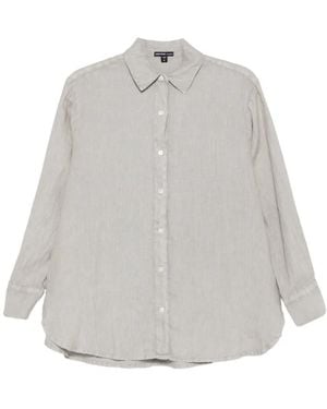 James Perse Curved-Hem Long-Sleeve Shirt - White