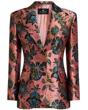Etro Floral Jacquard Jacket - Red