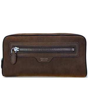 Tom Ford Suede Clutch Bag - Brown