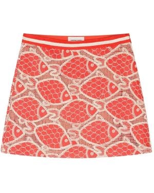 FABIENNE CHAPOT Fish-Lace A-Line Mini Skirt - Red