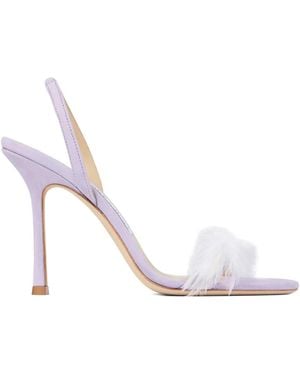 Jimmy Choo 100Mm Feather-Embellishment Sandals - White