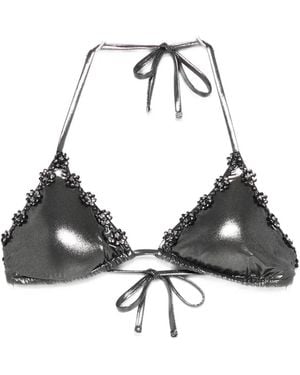 Agent Provocateur Flower-Embellished Bikini Top - Black