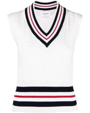Thom Browne Aran Cable Cashmere Vest - White