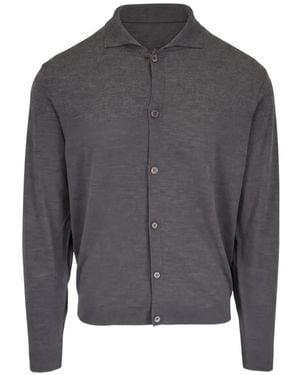 Peter Millar Button-Up Collared Cardigan - Gray
