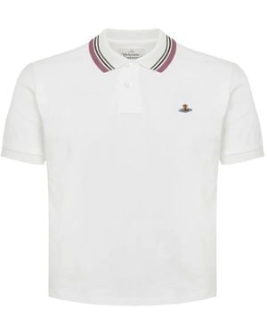 Vivienne Westwood Striped-Collar Polo Top - White