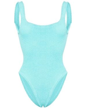 Hunza G One-Piece Swimsuit With Square Neckline - Blue