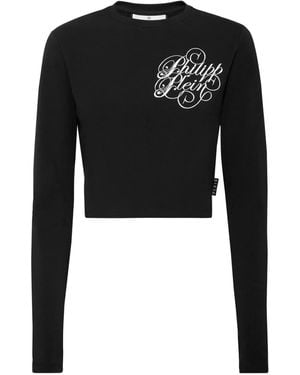 Philipp Plein Long-Sleeved Embroidered Top - Black