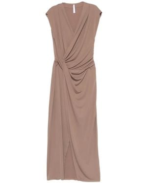 Imperial Knot V-Neck Midi Dress - Brown