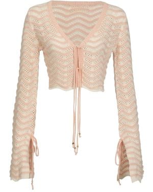 Bananhot Knitted Tie-Fastening Top - White