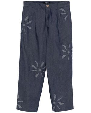 LABRUM LONDON High-Waist-Hose mit Blumendetail - Blau