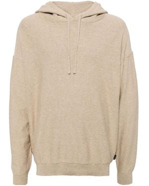 IRO Ribbed-Edge Knitted Hoodie - Natural