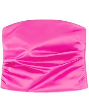 Ganni Ruched Bandeau Top - Pink