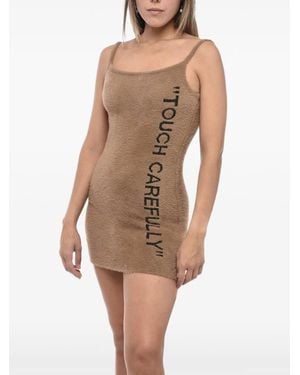 Off-White c/o Virgil Abloh Fuzzy Embroidered Dress - Brown