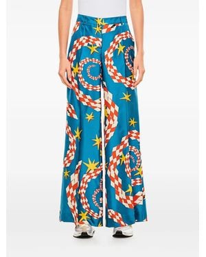 Alberto Biani Graphic-Print Trousers - Blue