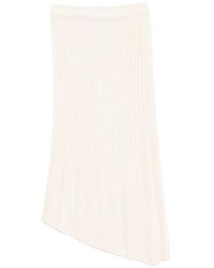Issey Miyake Unfurling Pleats Asymmetric Midi Skirt - White