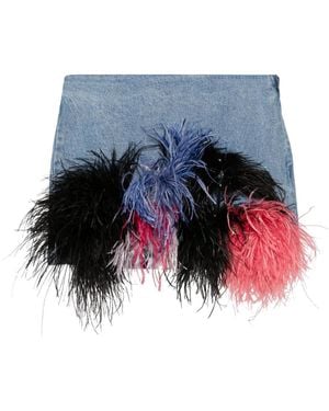 Loulou Feather-Trim Denim Mini Skirt - Blue