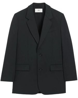 Ami Paris Wool Loose Double Breasted Jacket - Black