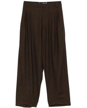 frenken Pleated Wide-Leg Trousers - Brown