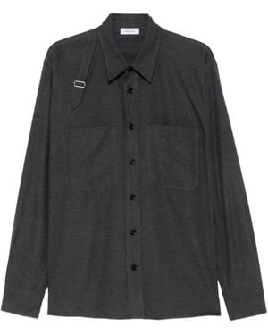 McQueen Harness-Detail Patch-Pocket Overshirt - Black