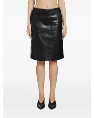 Jil Sander Leather Midi Skirt - Black