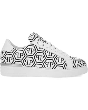 Philipp Plein Sneakers Con Monogramma Oversize - Bianco