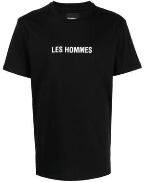 Les Hommes Logo Print T-Shirt - Black