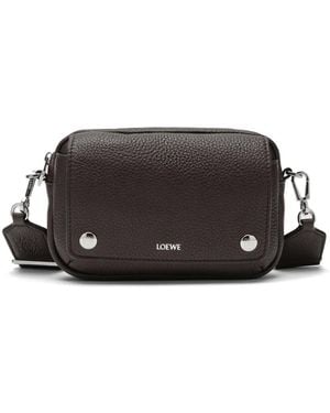 Loewe Small Pebble Logo-Print Grained Shoulder Bag - Black