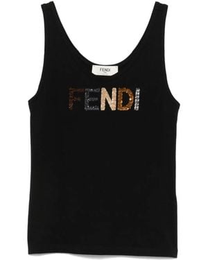 Fendi スパンコール タンクトップ - ブラック