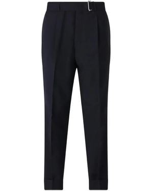 Officine Generale Pleated Belted Trousers - Blue