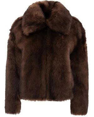 B&W Shearling Jacket - Brown
