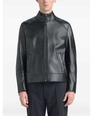 Bally Zip Leather Jacket - Gray