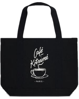 Café Kitsuné Coffee Cup Print Tote Bag - Black