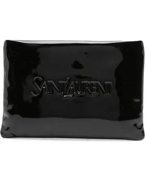 Saint Laurent Kleine Puffy Pouch Clutch - Schwarz