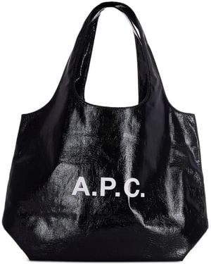 A.P.C. Small Ninon Logo-Print Tote Bag - Black