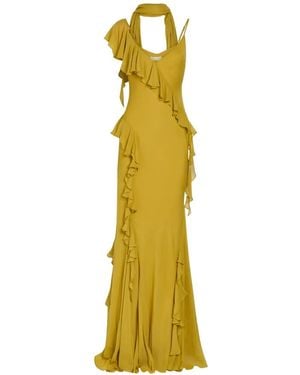 De La Vali Ruffled Maxi Dress - Metallic