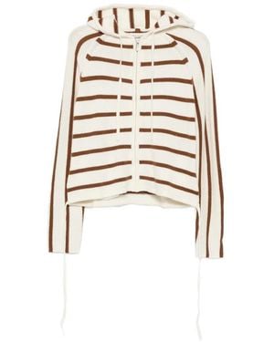 Semicouture Striped Zip-Up Hoodie - White