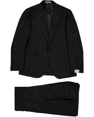 Corneliani Peak-Lapel Virgin-Wool Suit - Black